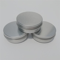 Pot rond en aluminium argenté de 60ml avec couvercle à vis, conteneur métallique de stockage de savon de 2 oz, boîte ronde en étain