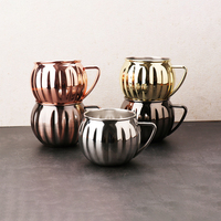 Tasses à vodka en cuivre martelé personnalisées avec poignée, vente en gros, grandes mugs Moscow Mule en acier inoxydable de style antique