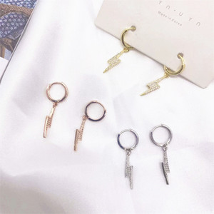 Pendientes de Aro con Incrustaciones de Circonio, Aleación de Zinc, Joyería de Moda para Mujer - Product Image 1