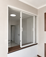 Fenêtre coulissante moderne en aluminium blanc, grande fenêtre à cadre fin en verre trempé, fenêtre de séparation pour cuisine et balcon, design personnalisé