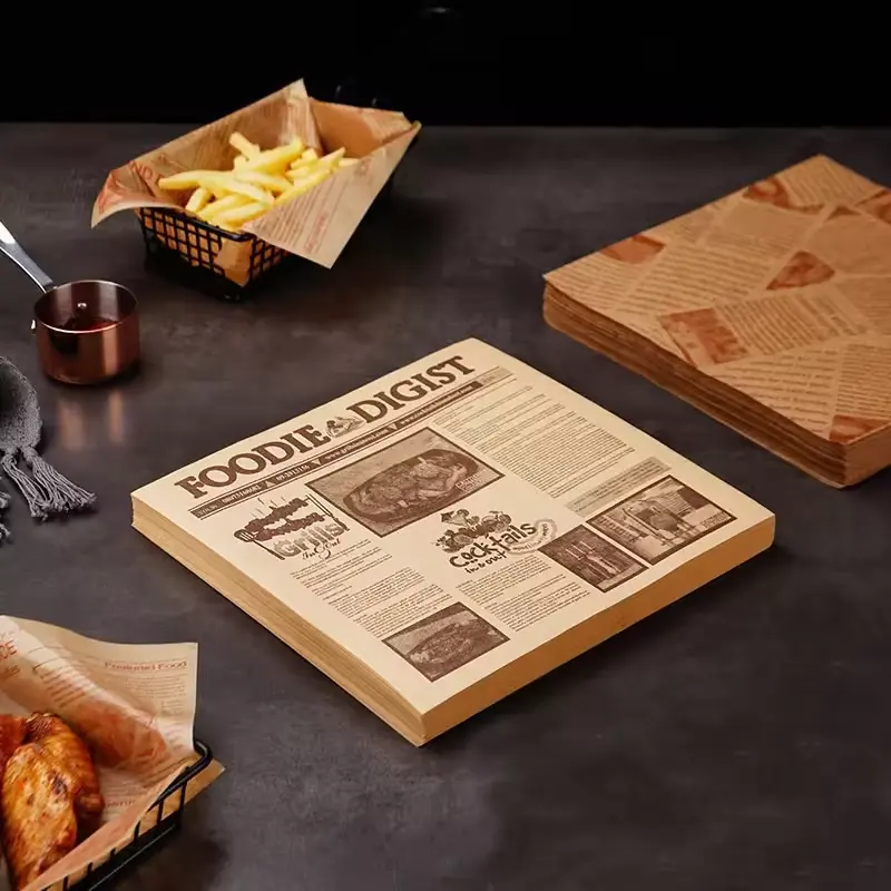 Papel Deli a prueba de grasa con logotipo personalizado para envolver hamburguesas, embalaje de alimentos, papel encerado, Papel Sándwich