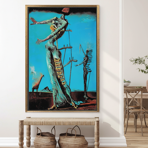 Printed <b>Canvas</b>: Dali's Burning Giraffe Surreal Art Masterpiece,GOLD <b>FRAMED</b> <b>CANVAS</b> - Product Image 3