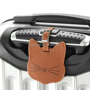 Promotional Colorful Blank Support Custom Logo Leather Smart Cute <b>Cat</b> Shape Luggage Tag with Wire - Product Image 2
