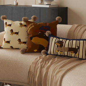Housse de coussin décorative pour canapé motif <span class=keywords><strong>chien</strong></span> lentille 067-029 pour salon, sans rembourrage - Housse de coussin mignonne de dessin animé pour chambre à coucher - Product Image 3