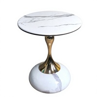 Table basse moderne minimaliste de luxe léger, plateau en pierre artificielle ultra-cristalline, structure métallique, mobilier de maison, petite table mobile