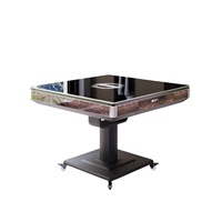 Table de Mahjong automatique 4 joueurs Roller Coaster, ultra-mince, en verre noir, pliable, sans poussée, silencieuse, avec système hélicoptère, personnalisable OEM