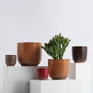Vasos de plantas feitos à mão para decoração de interiores, vasos de cerâmica para decoração de interiores e vasos de jardim
