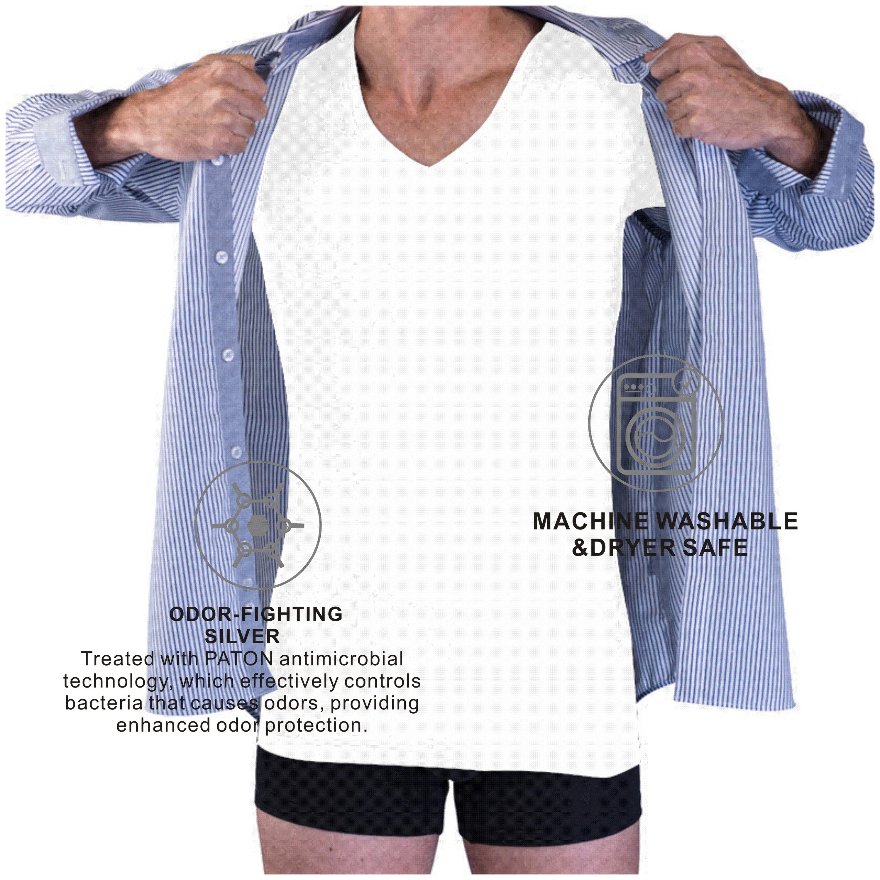 Homme Col V Profond Blanc