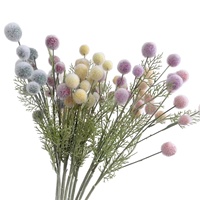 Fleurs artificielles en gros, faites à la main, à 9 têtes, en pompons floqués, boules d'herbe duveteuses, décorations d'Halloween, fausses fleurs