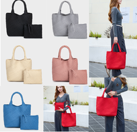 Sac fourre-tout en néoprène tissé à la main, très tendance, souple et extensible, grand sac à bandoulière avec petite pochette à cosmétiques