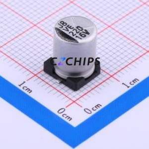 ตัวเก็บประจุแบบอิเล็กโทรไลต์อะลูมิเนียม SMD รุ่น VE-221M1CTR-0810, ขนาด D8xL10 มม. 220uF 20% 16V 8 มม. - Product Image 1