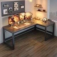 Bureau de Gaming et E-Sports en L Minimaliste Moderne avec Étagère Intégrée en Panneau de Fibre de Carbone Noir Écologique