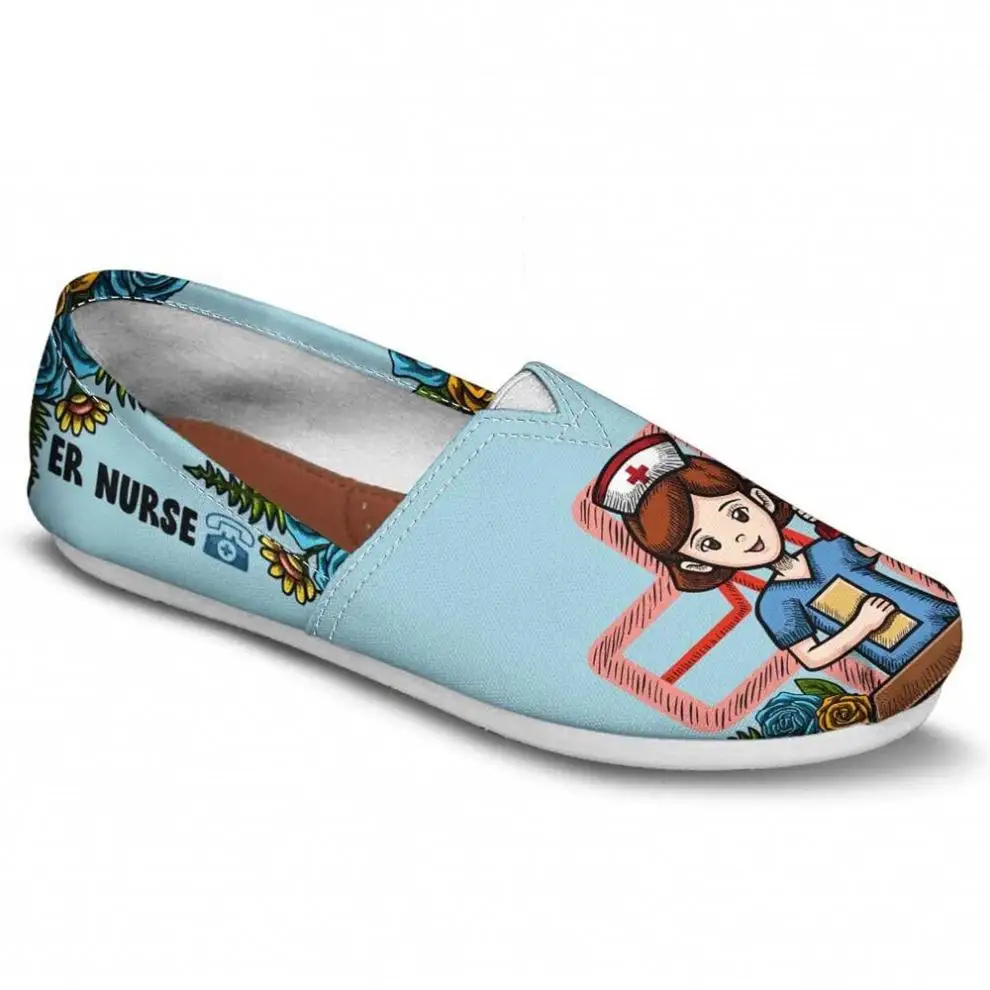 Latest Girls ER Nurse Pattern Outdoor Canvas Sneaker Fashion Summer Slip-on Breathable Women Ladies Casual Shoes