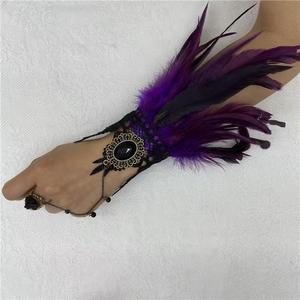 Artisan <strong>Feather</strong> Arm <strong>Cuffs</strong> Handmade Cyberpunk Decor for Festival Events and Edgy Fashion Show Props - Product Image 1