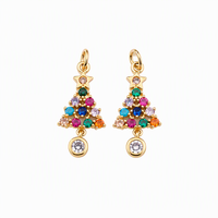 Boucles d'oreilles pendantes QX personnalisées en argent sterling 925, motif sapin de Noël, plaquées or, avec zircons cubiques multicolores, bijoux en gros