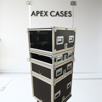 APEX CASES OEM/ODM Slam Rack Case pour console de mixage audio avec porte coulissante, montage empilable, roues de 4 pouces, surface stratifiée
