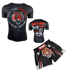 Camiseta y <span class=keywords><strong>Pantalones</strong></span> Cortos de <span class=keywords><strong>Kick</strong></span> <span class=keywords><strong>Boxing</strong></span> Hechos a Medida con Estampado Digital 100% Poliéster, Ligeros, para Hombre y Mujer, Muay Thai, MMA - Product Image 5