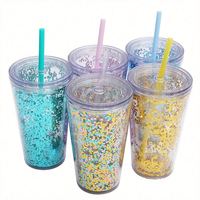 AGH Venta al por Mayor, Vaso Térmico de Doble Pared con Diseño de Globo de Nieve, 16oz/24oz, Plástico Transparente, Libre de BPA, Ecológico, Aislamiento Térmico de 6-12 Horas