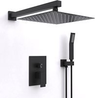 Robinet de douche double fonction à poignée unique classique en laiton noir mat 10 pouces pulvérisateur de douche de pluie ensemble de mélangeur de douche de bain