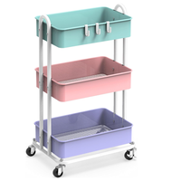 Petit chariot de rangement multicouche transparent et épaissi en plastique, acier inoxydable et acrylique, à 4 niveaux, pour vaisselle de salon