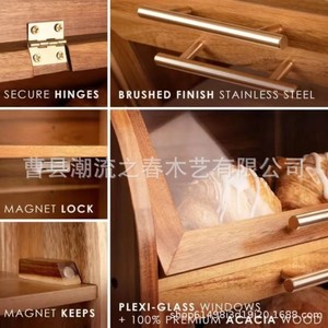 Caja de madera de doble capa para guardar pan, postres y repostería, con estuche de transporte de acrílico transparente, madera maciza para tostadas - Product Image 3