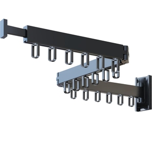 Porte-vêtements mural pliable en aluminium avec crochets robustes, installation <span class=keywords><strong>sans</strong></span> perçage pour balcon, chambre ou salle de bain - Product Image 1