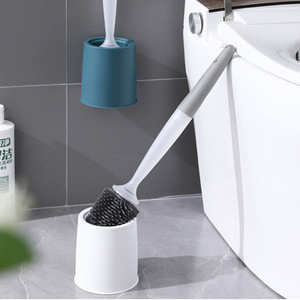 Bathroom Plastic Holder With Soap Dispensing Refill Liquid Cleaning Silicone Toilet Brush