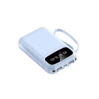 Mini Banco de Energía Colorido de 10000 mAh con Enchufe, 4 Cables, Correa, Linterna, Carga Rápida, Cargador de Batería Portátil para Viajes