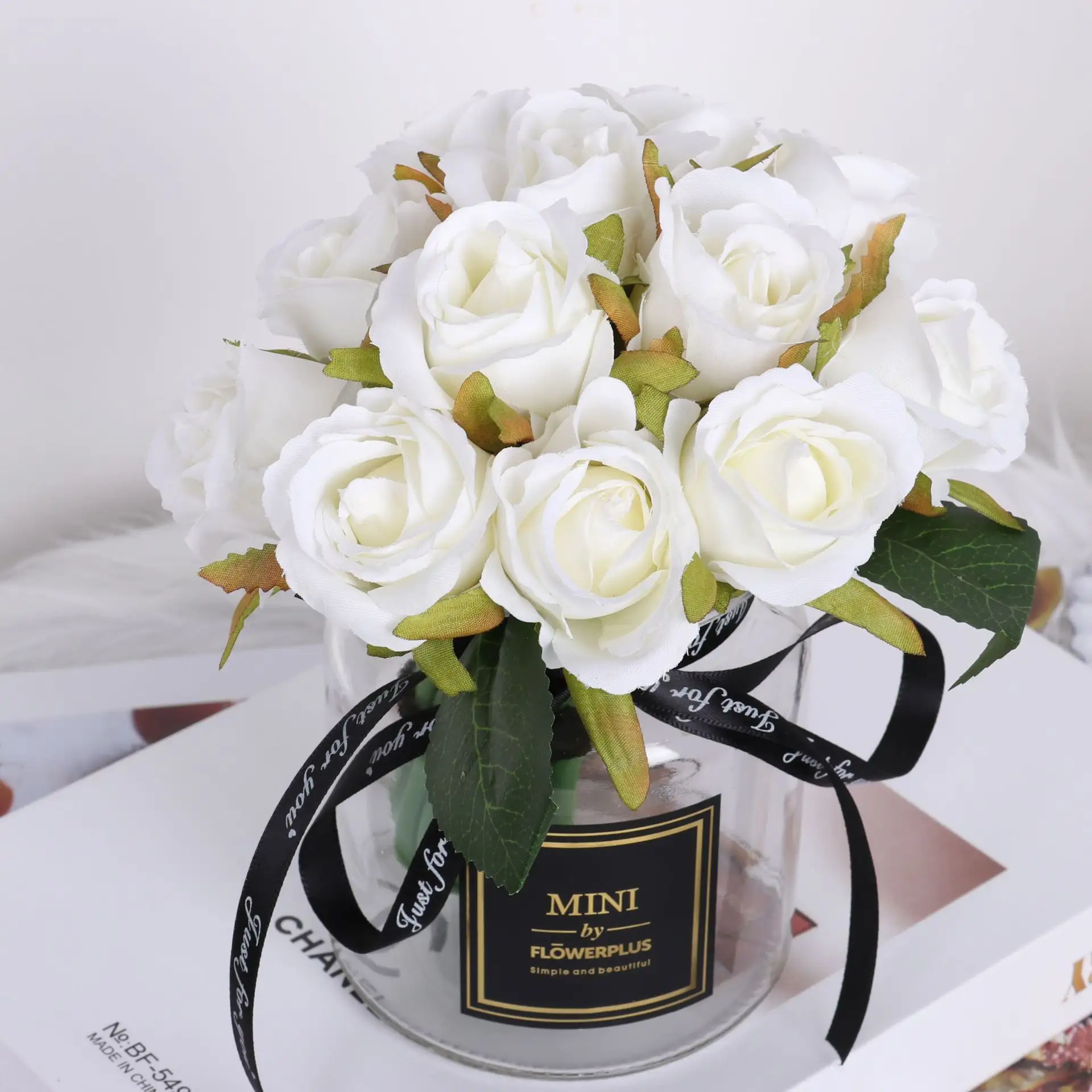 Buquê de rosas artificial de casamento, flores românticas de noiva com 12 cabeças, multicoloridas