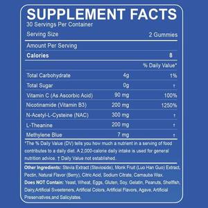Caramelle Gommose Blu di Alta Qualità 7mg Supporto Mitocondriale Cerebrale Migliora Energia Concentrazione e Funzioni Cognitive Senza Zucchero - Product Image 3