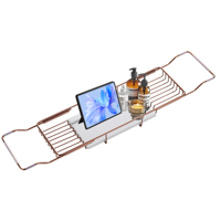 Plateau de bain extensible de luxe en or rose avec couvercle antidérapant pour tablette