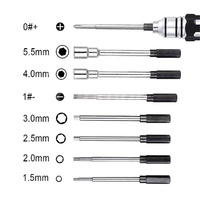 Kit de tournevis métalliques 8 en 1 pour modélisme, voiture RC, drone, avion, tailles de douilles hexagonales H1.5-H3.0