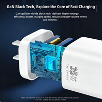 Chargeur mural USB C compact à double port 35W GaN PD 3.0 QC 3.0 PPS pour téléphone et ordinateur portable, charge rapide