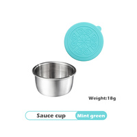 304 tasse à Sauce en acier inoxydable avec couvercle en silicone extérieur Portable vinaigrette à tomates plat de trempage tasse de stockage de condiments