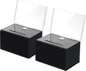 맞춤형 잠금 아크릴 제안 상자 브로셔 홀더가있는 현대 아크릴 기부 불만 상자