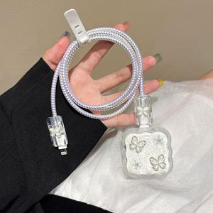 Protector de <span class=keywords><strong>Cable</strong></span> con Diseño de Mariposa para <span class=keywords><strong>iPhone</strong></span>, Cargador Rápido de 18W/20W, <span class=keywords><strong>Cable</strong></span> de Datos Anti-rotura, Cuerda Protectora para Cargador - Product Image 2