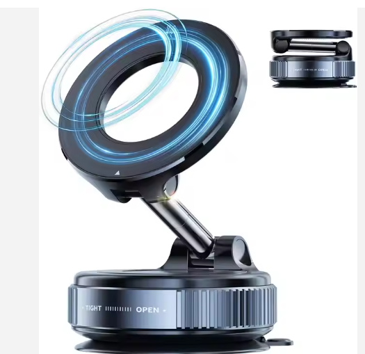 Foldable Suction Cup Magnetic Phone Mount 360° Adjustable Vacuum Flexible Magnetic Phone Holder for Car/Gym/Mirror Wall