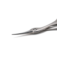 Ciseaux à cuticules courbes 9,5 cm de longueur totale en acier inoxydable argent mat, coupe-cuticules, pinces à cuticules
