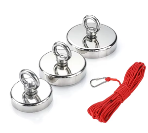 Crochet magnétique <span class=keywords><strong>aimant</strong></span> de pot en néodyme avec crochet <span class=keywords><strong>aimant</strong></span> de récupération de pêche en néodyme avec boulon à œil achat en gros - Product Image 1