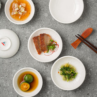 La Chine écologique 3 pouces en céramique blanche porcelaine salade ketchup moutarde wasabi sauce soja mini plat de dîner contact alimentaire maison sûre