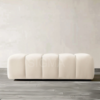 NOVA White Living Room Lounge Sofá de 2 plazas Sofá seccional Tela de lana de cordero Sofás tapizados escandinavos con patas de madera maciza