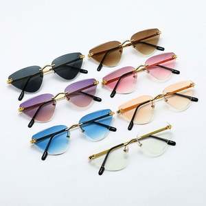 Nuevas Gafas de Sol con Logotipo Personalizado, Lentes Degradadas Coloridas, Montura de Aleación sin Aro, Protección UV400, Forma Triangular, para Hombre y Mujer - Product Image 2