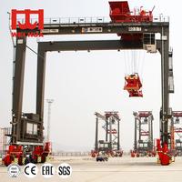 Grue portique sur pneus 50 tonnes 60 tonnes 70 tonnes RTG pour levage de conteneurs 20 pieds 40 pieds, Grue porte-conteneurs 40 tonnes 60 pieds à commande par cabine