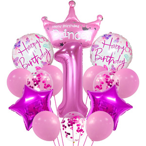 Juego de globos personalizados decoraciones para fiesta de <span class=keywords><strong>feliz</strong></span> <span class=keywords><strong>cumpleaños</strong></span> número globo de aluminio con corona globo de papel de aluminio decoraciones para fiesta - Product Image 6
