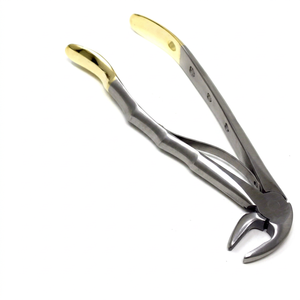Pinzas Dentales de Extracción Dentadas MD3, Manuales, de Acero Inoxidable Alemán, para Incisivos Inferiores, Caninos, Bicánidos y Raíces, Calidad Premium, Doradas - Product Image 1
