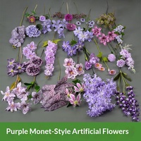 Arrangements floraux de mariage violets, fleurs artificielles, décoration de salle de mariage, fausses fleurs de style Monet, fleurs en soie sur pied