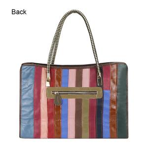 AndoBag Fashion <b>Knitting</b> <b>Tote</b> <b>Bags</b>, Genuine Leather Stitching Shoulder <b>Bag</b>, Top Handle Satchel Purse for Women 1783 - Product Image 2