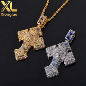 Fashion Hop <b>Cross</b> Charm Non Tarnish Jewelry Creative Blue Flower Zircon Pendant <b>Necklace</b> - Product Image 3