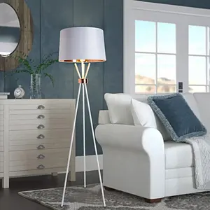 Матовая Белая комнатная современная напольная лампа со штативом, Высокий современный напольный светильник с барабанным абажуром, напольный светильник, напольный светильник