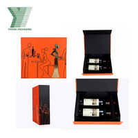 Caja de Regalo de Cartón Negro de Lujo Personalizada al por Mayor, Caja de Embalaje Única de Doble Puerta para Licor, Whisky, Vino, para 2 Botellas